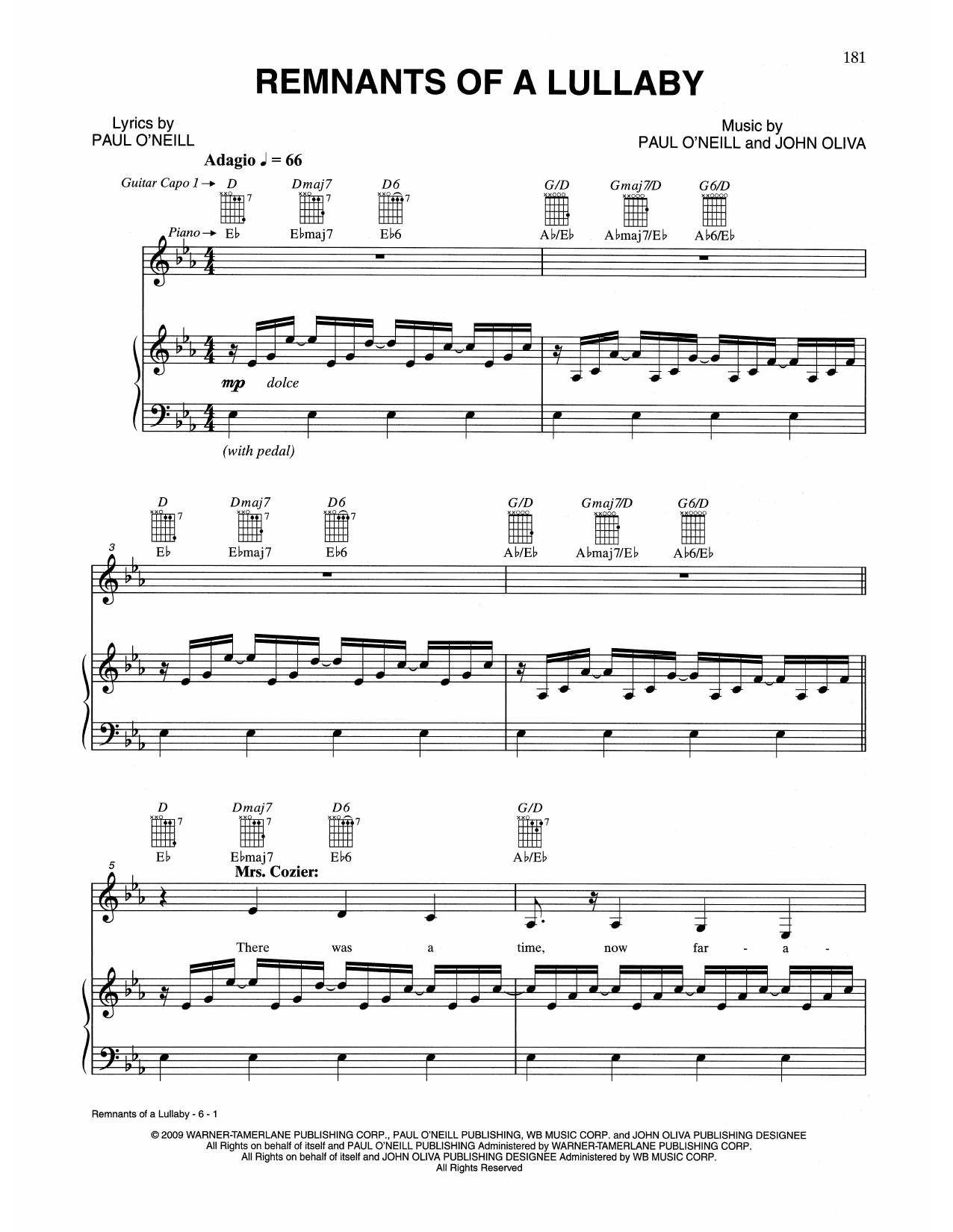 Download Trans-Siberian Orchestra Remnants Of A Lullaby Sheet Music