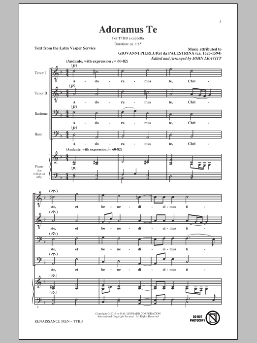 Download Giovanni Palestrina Renaissance Men (arr. John Leavitt) Sheet Music