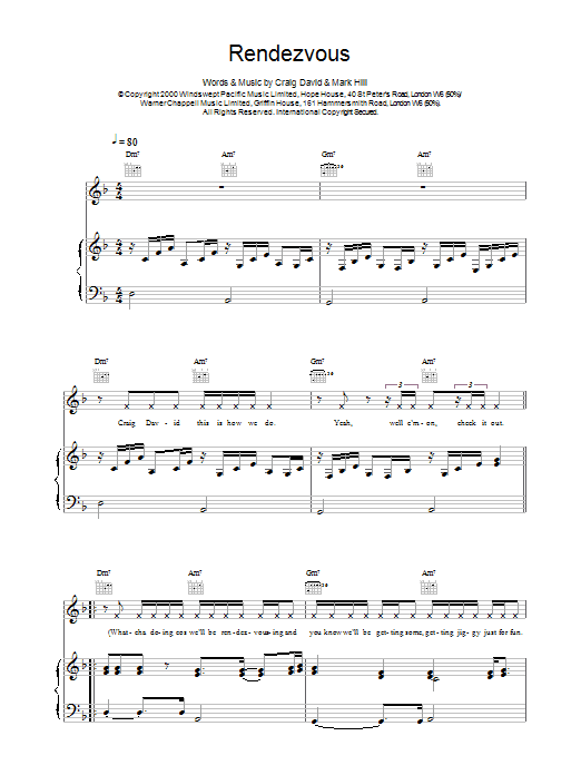 Craig David Rendezvous sheet music notes printable PDF score