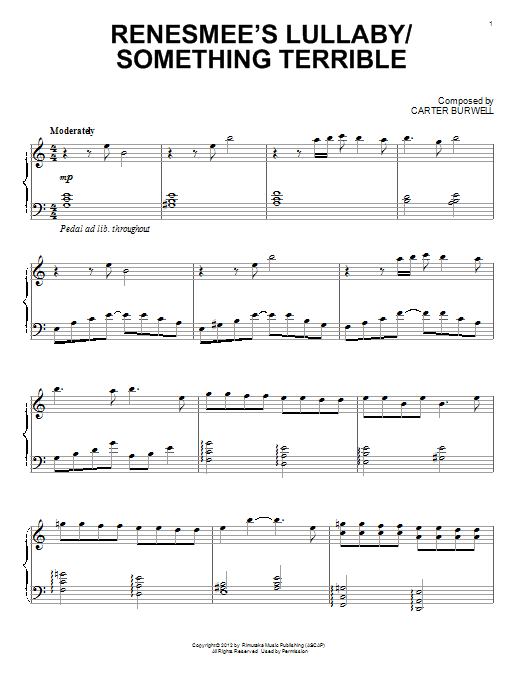 Download Carter Burwell Renesmee's Lullaby/Something Terrible Sheet Music