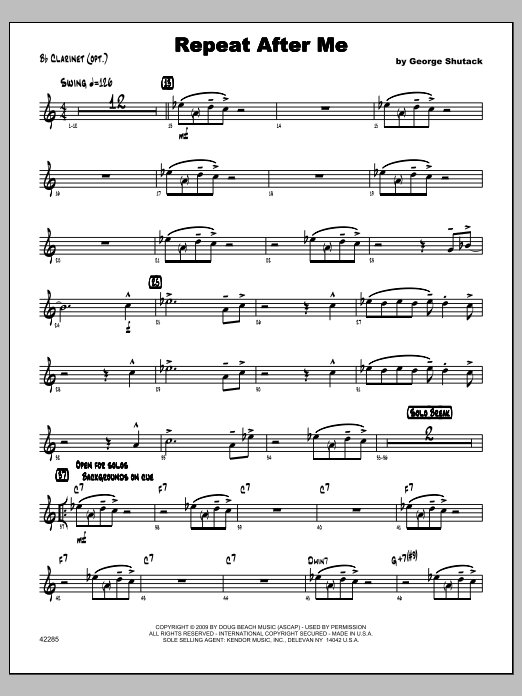 Download Shutack Repeat After Me - Clarinet Sheet Music