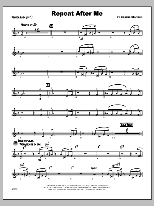 Download Shutack Repeat After Me - Horn Sheet Music