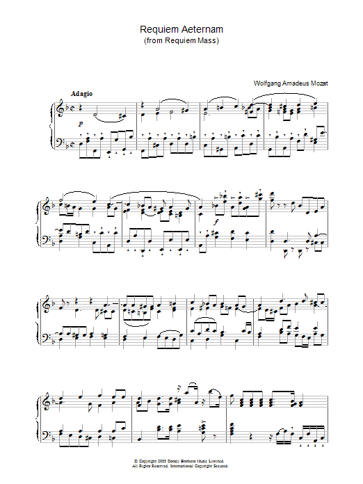 Download Wolfgang Amadeus Mozart Requiem Aeternam (from Requiem) Sheet Music