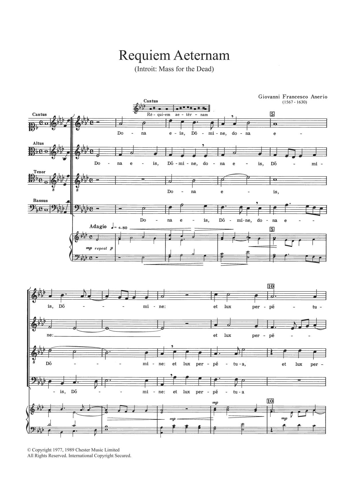 Download Felice Anerio Requiem Aeternam Sheet Music