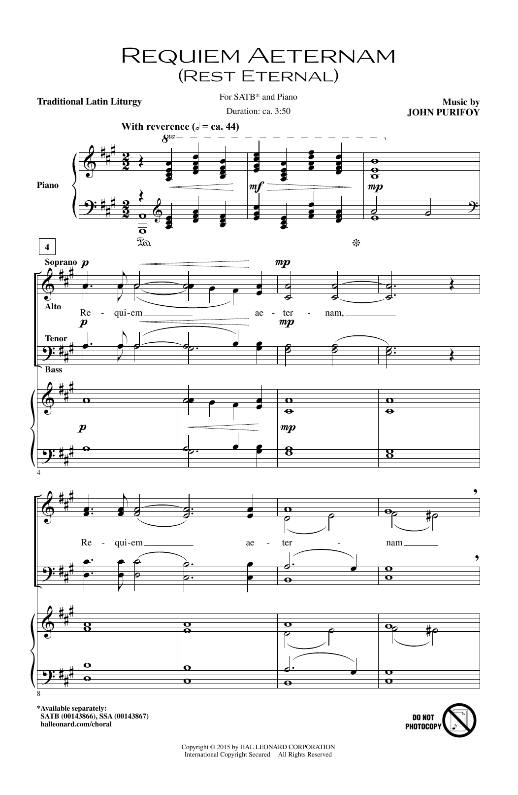 Download John Purifoy Requiem Aeternam (Rest Eternal) Sheet Music