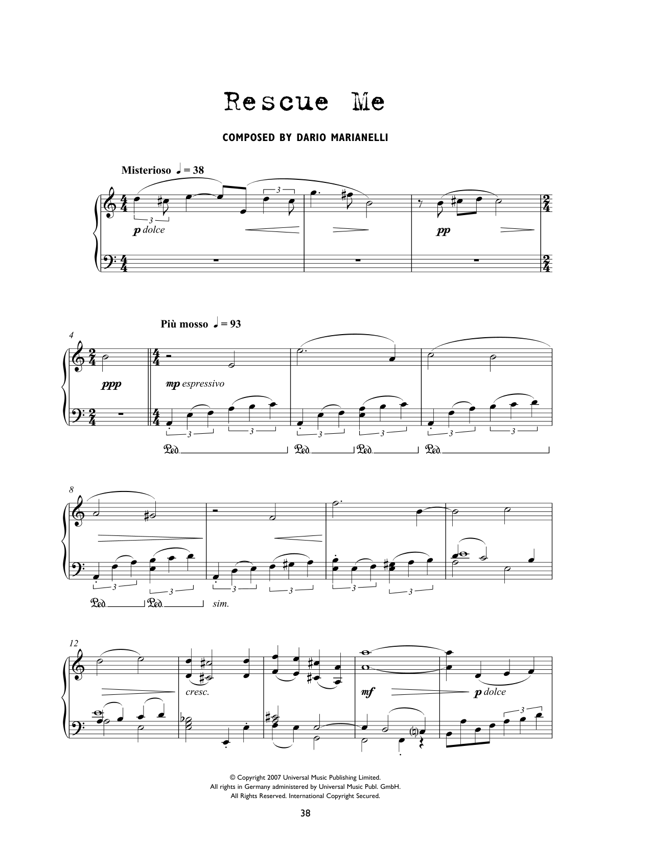 Download Dario Marianelli Rescue Me (from Atonement) Sheet Music