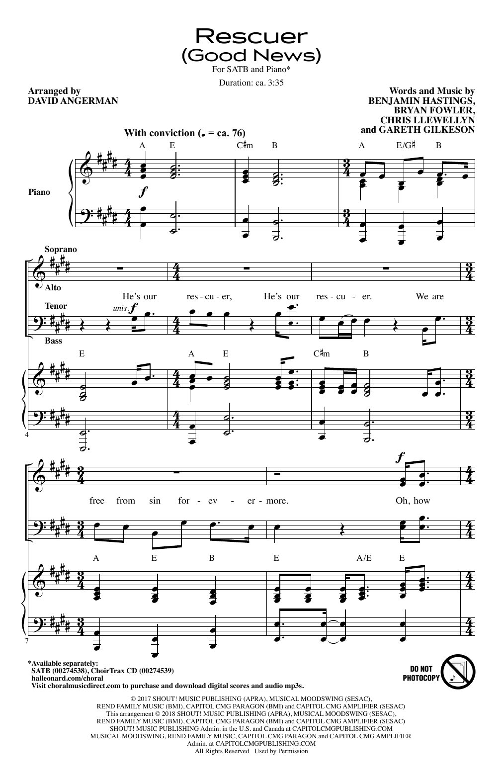 Download Rend Collective Rescuer (Good News) (arr. David Angerma Sheet Music