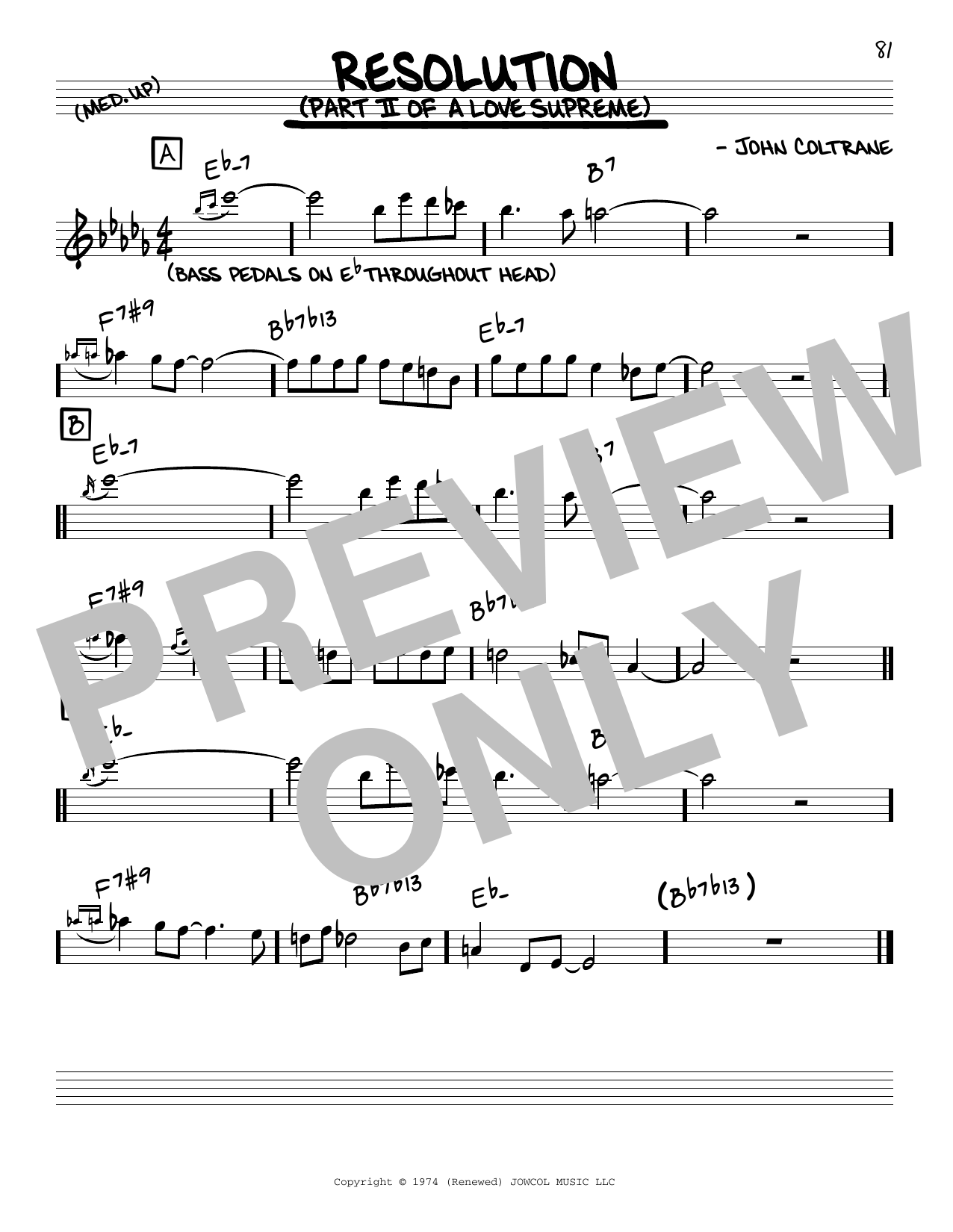 Download John Coltrane Resolution Sheet Music