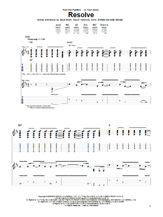 Download Foo Fighters Resolve Sheet Music
