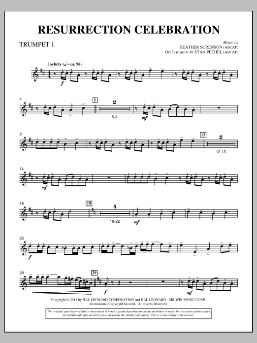 Download Heather Sorenson Resurrection Celebration - Bb Trumpet 1 Sheet Music