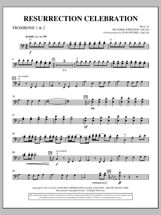 Download Heather Sorenson Resurrection Celebration - Trombone 1 & Sheet Music