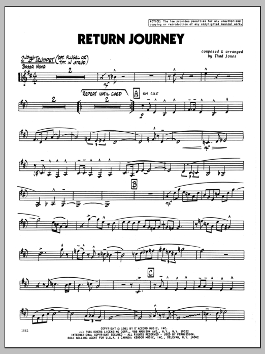 Download Thad Jones Return Journey - 2nd Bb Trumpet Sheet Music