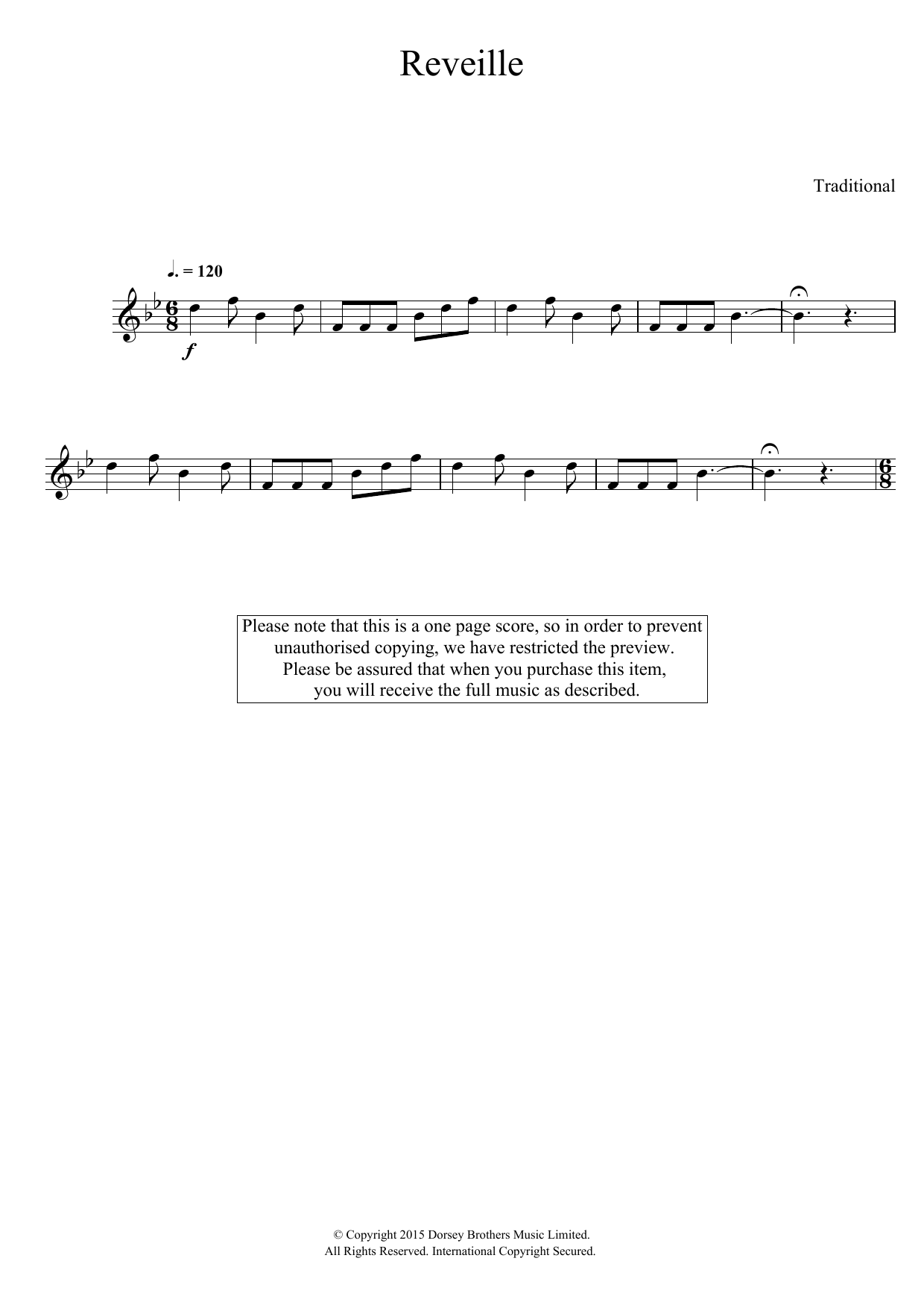 Download Traditional Reveille Sheet Music