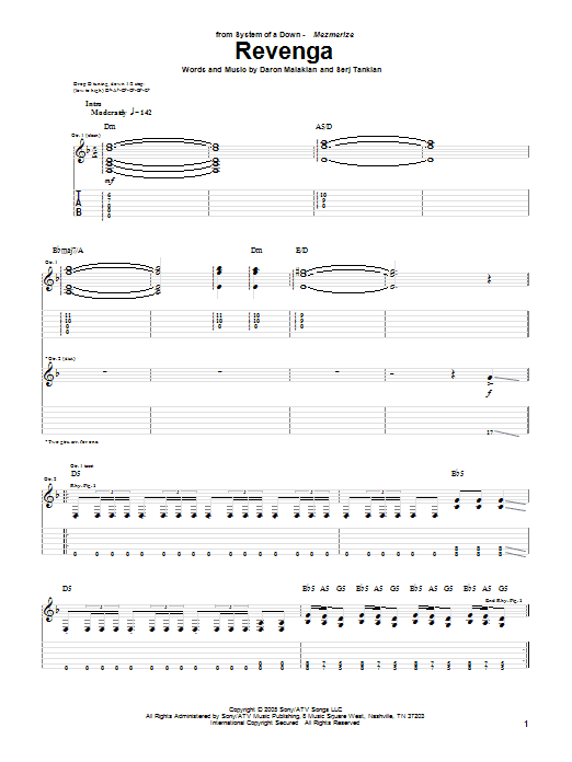 Download System Of A Down Revenga Sheet Music
