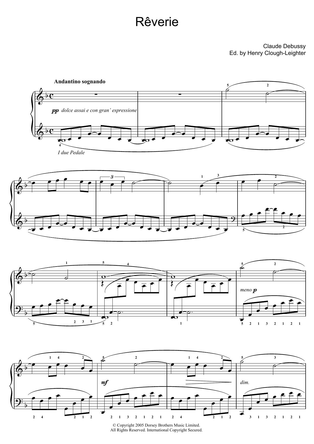 Download Claude Debussy Reverie Sheet Music