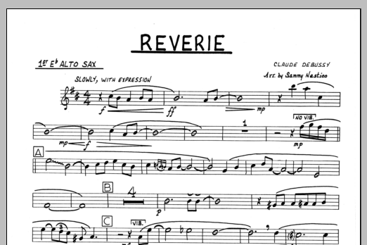 Download Sammy Nestico Reverie - 1st Eb Alto Saxophone Sheet Music