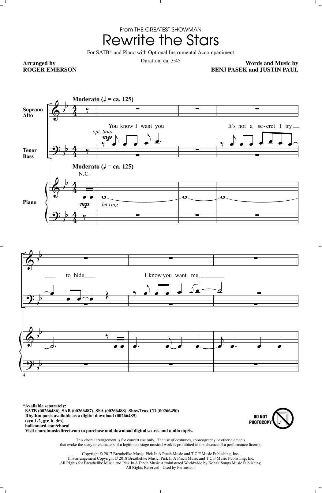 Download Pasek & Paul Rewrite The Stars (from The Greatest Sh Sheet Music