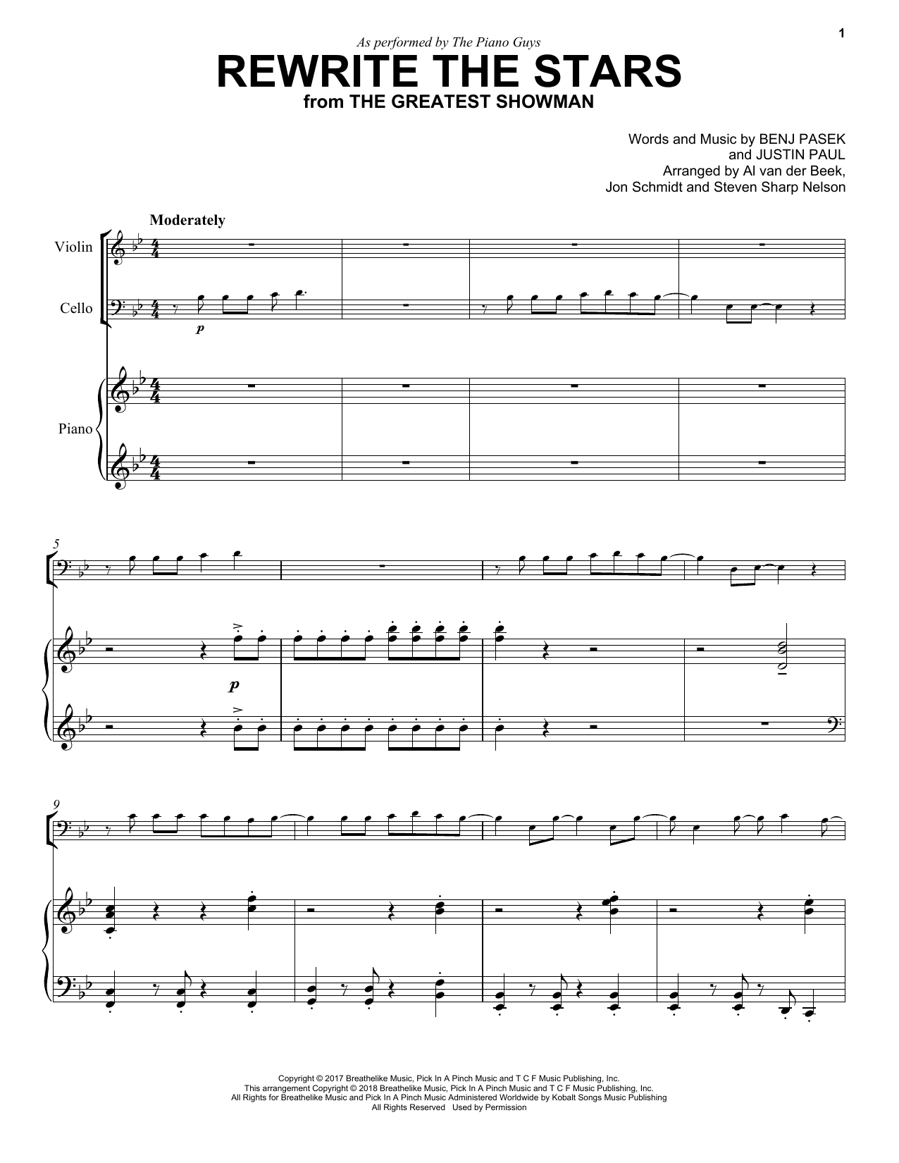 Download The Piano Guys Rewrite The Stars (from The Greatest Sh Sheet Music