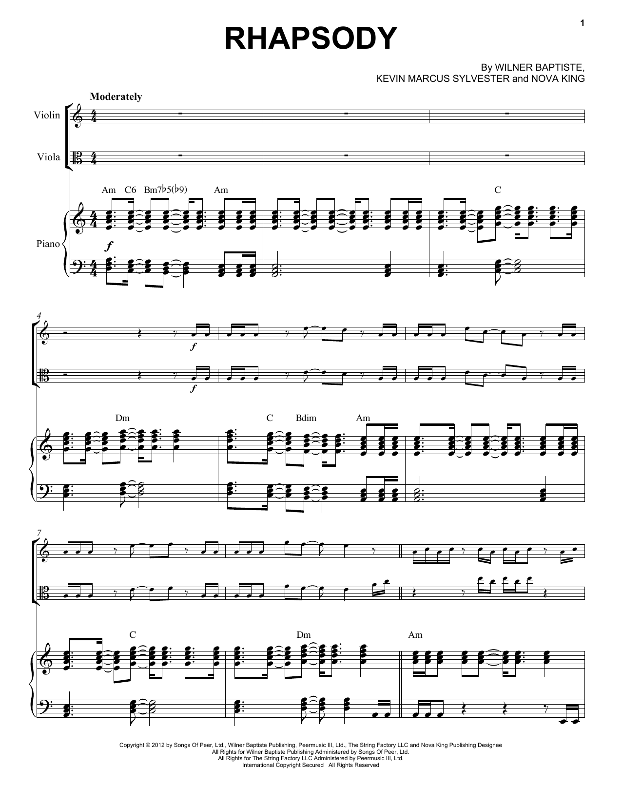 Download Black Violin Rhapsody Sheet Music