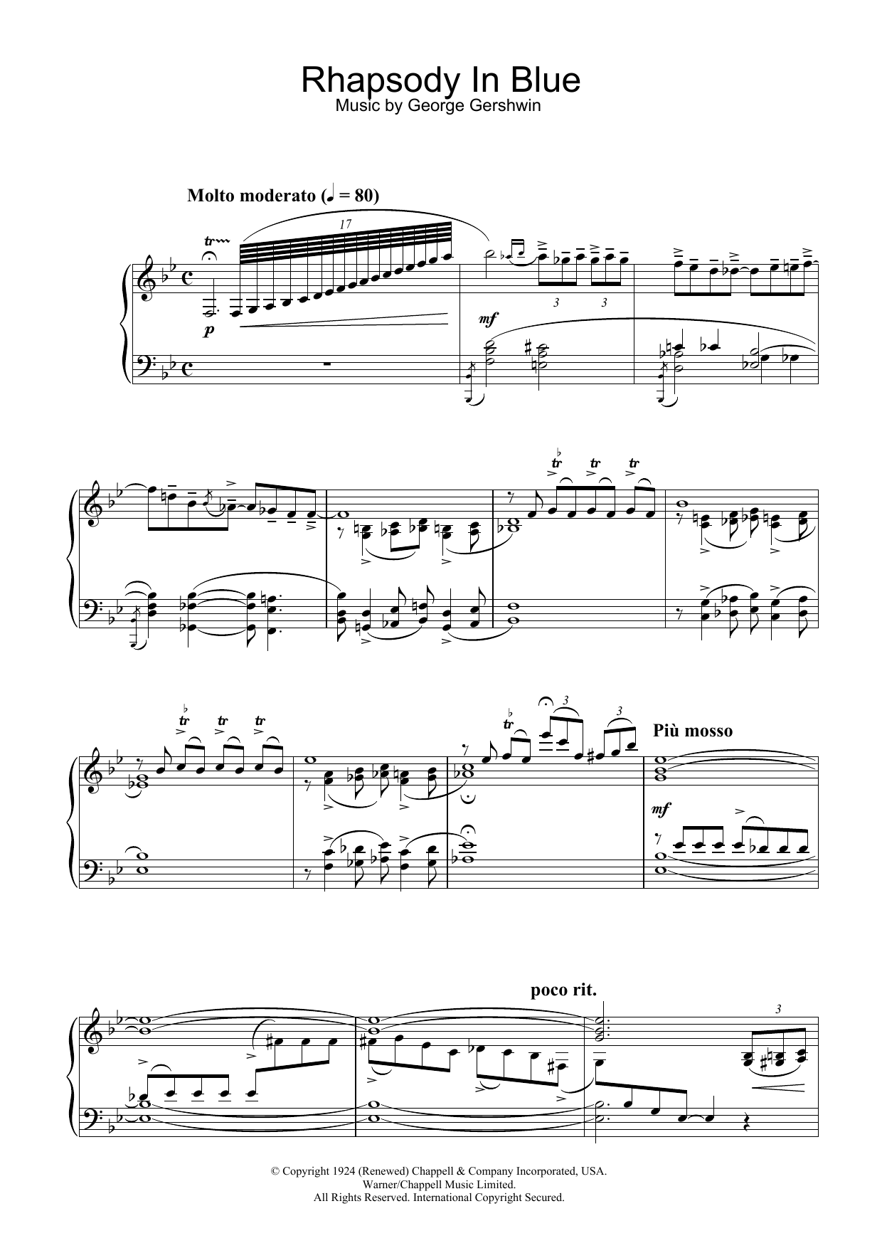 Download George Gershwin Rhapsody In Blue Sheet Music
