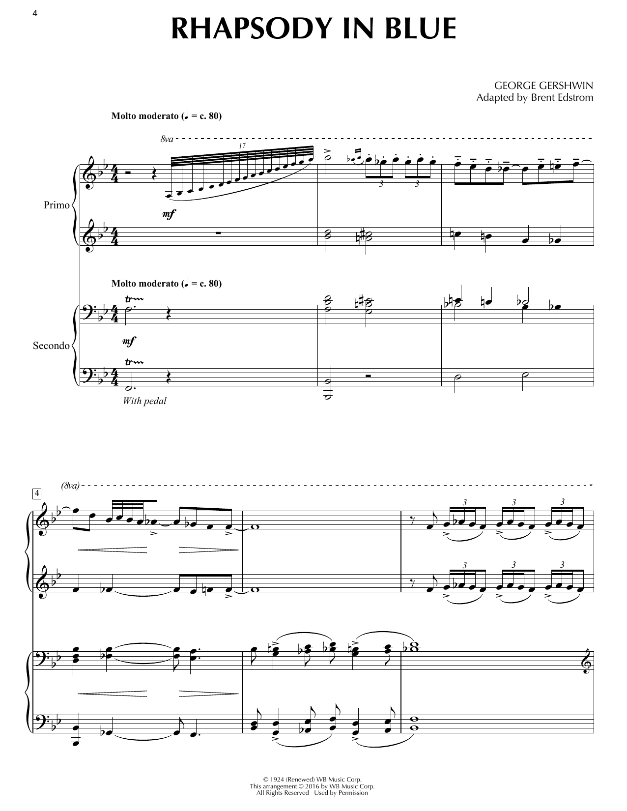 Download George Gershwin Rhapsody In Blue (1 Piano, 4 Hands) (ar Sheet Music