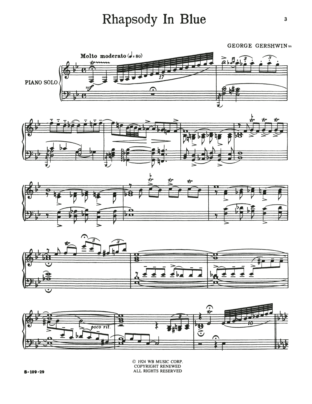 Download George Gershwin Rhapsody In Blue (full version) Sheet Music