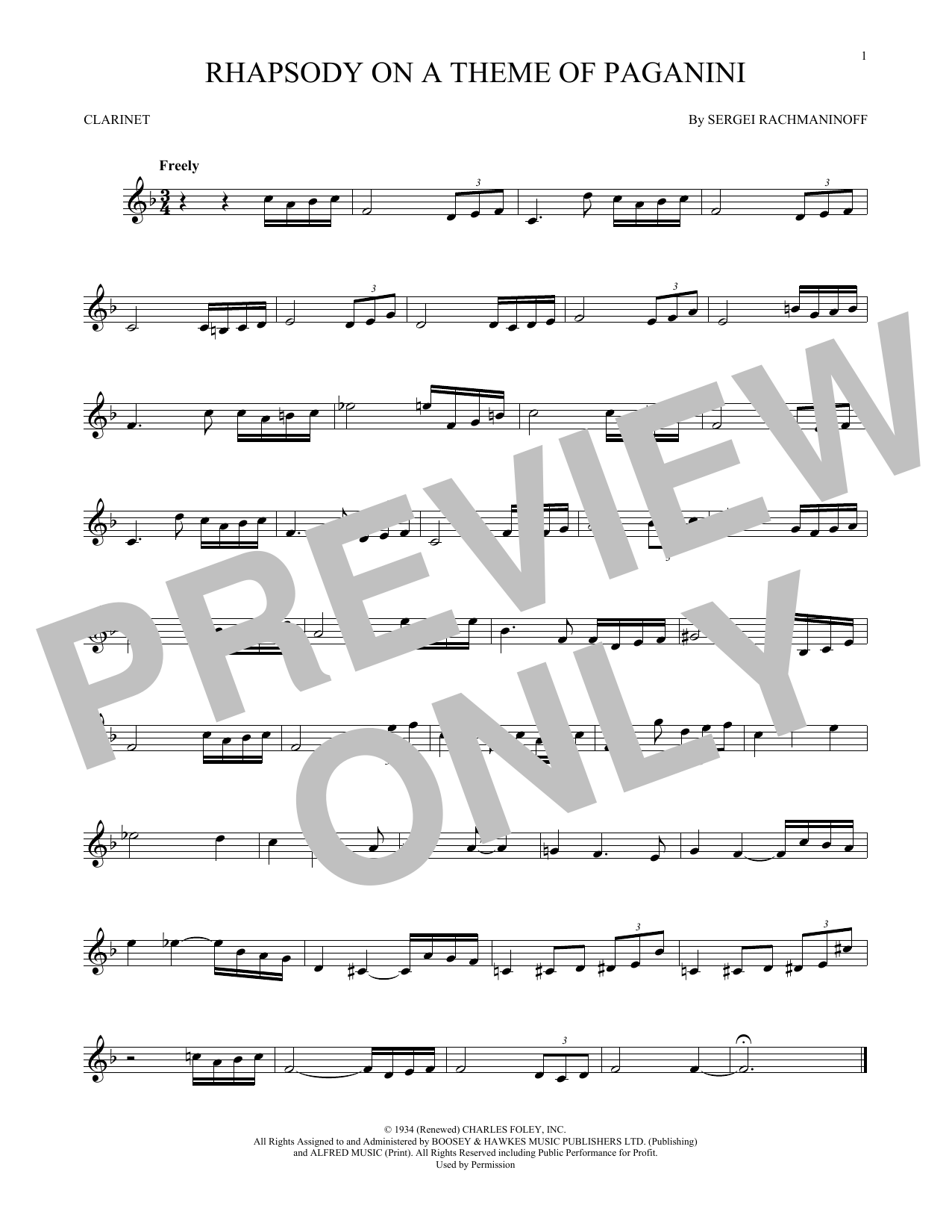 Download Sergei Rachmaninoff Rhapsody On A Theme Of Paganini Sheet Music