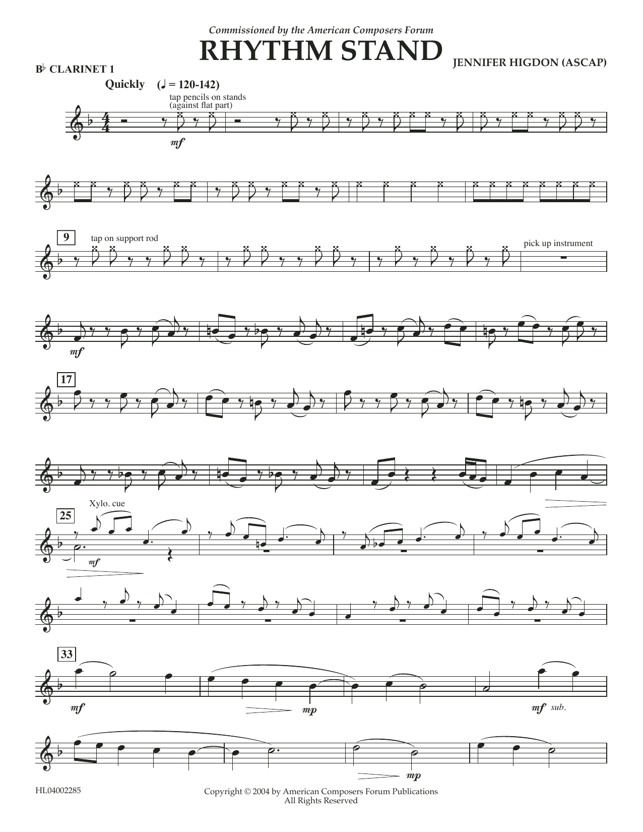 Download Jennifer Higdon Rhythm Stand - Bb Clarinet 1 Sheet Music