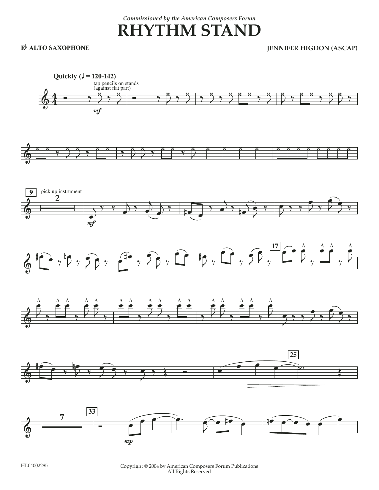 Download Jennifer Higdon Rhythm Stand - Eb Alto Saxophone Sheet Music