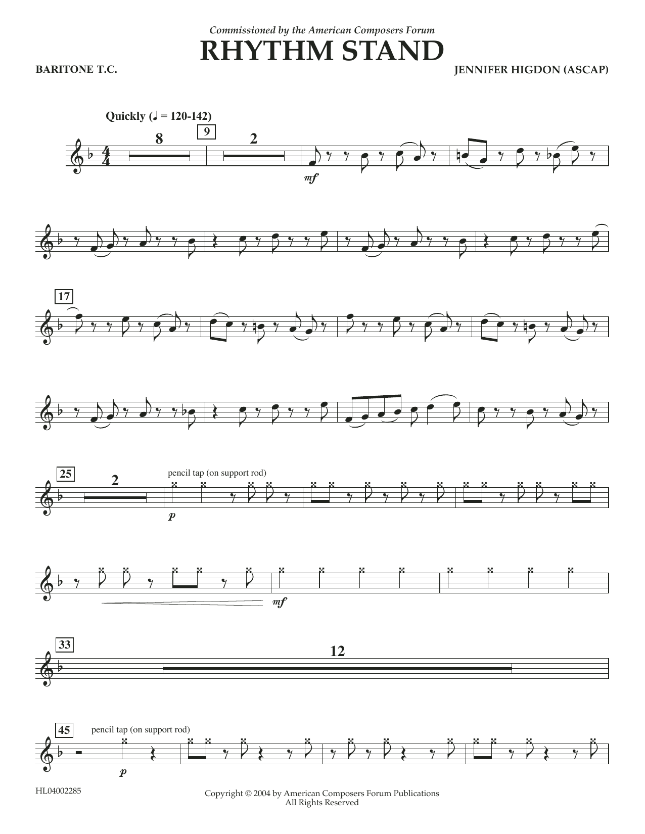 Download Jennifer Higdon Rhythm Stand - Euphonium in Treble Clef Sheet Music