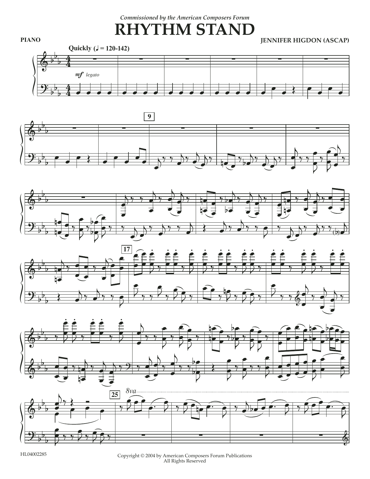 Download Jennifer Higdon Rhythm Stand - Piano Accompaniment Sheet Music