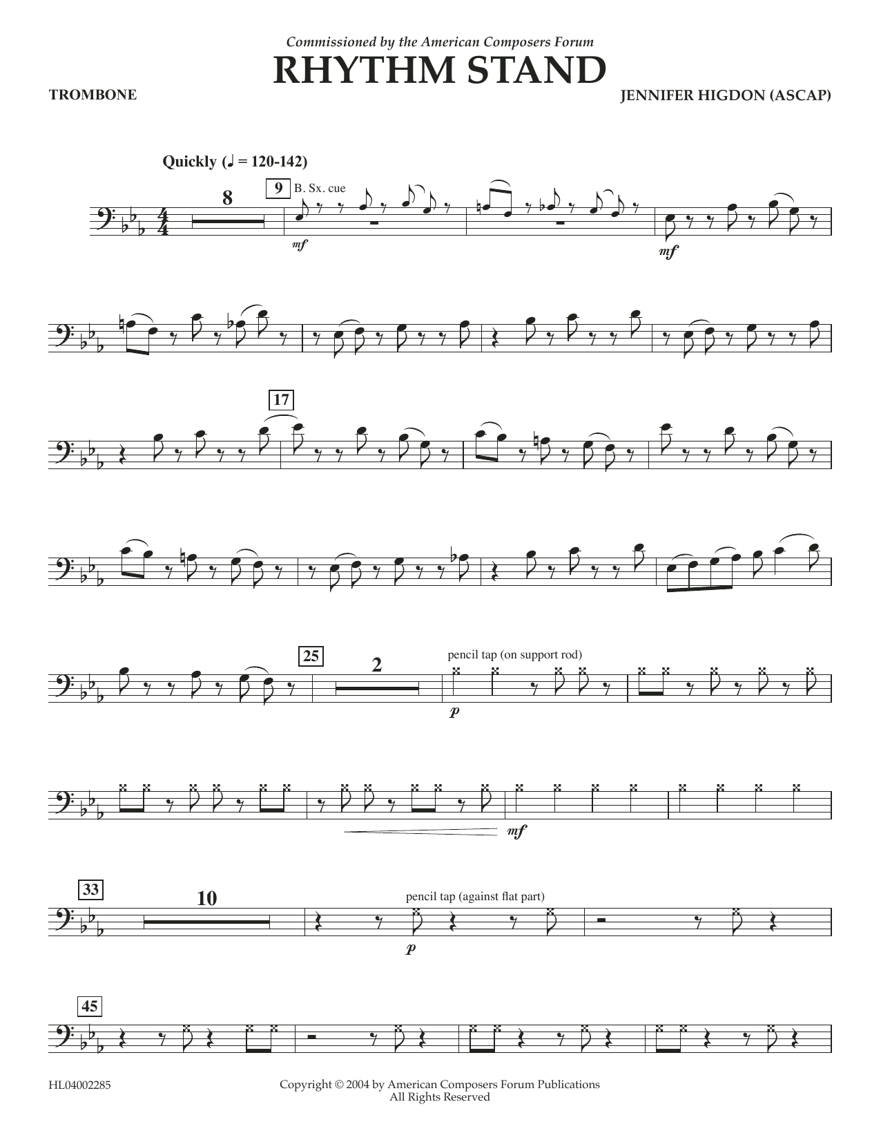 Download Jennifer Higdon Rhythm Stand - Trombone Sheet Music