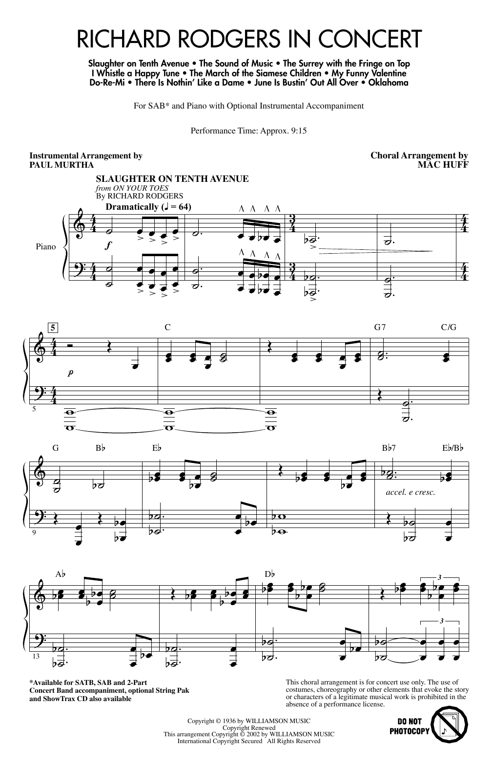 Mac Huff Richard Rodgers in Concert (Medley) sheet music notes printable PDF score