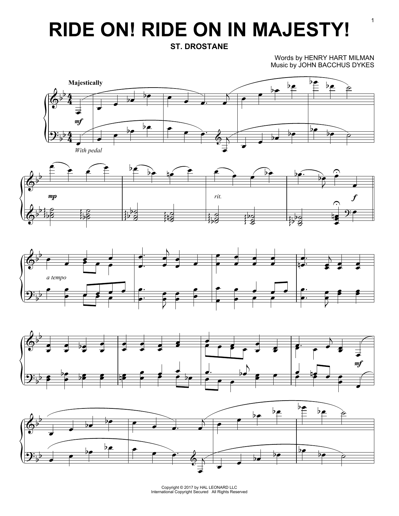 Download John Bacchus Dykes Ride On! Ride On In Majesty! Sheet Music