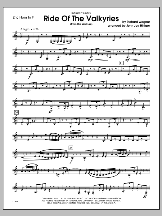 Download Hilfiger Ride Of The Valkyries (from Die Walkure Sheet Music