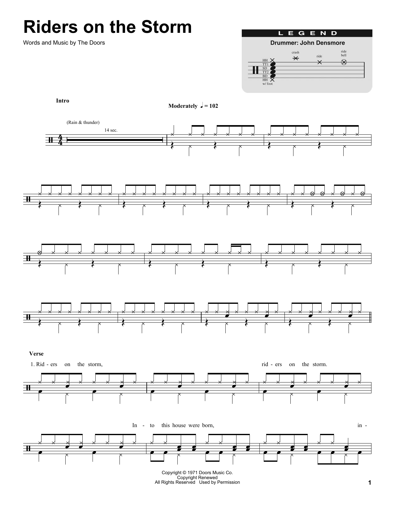 Download The Doors Riders On The Storm Sheet Music