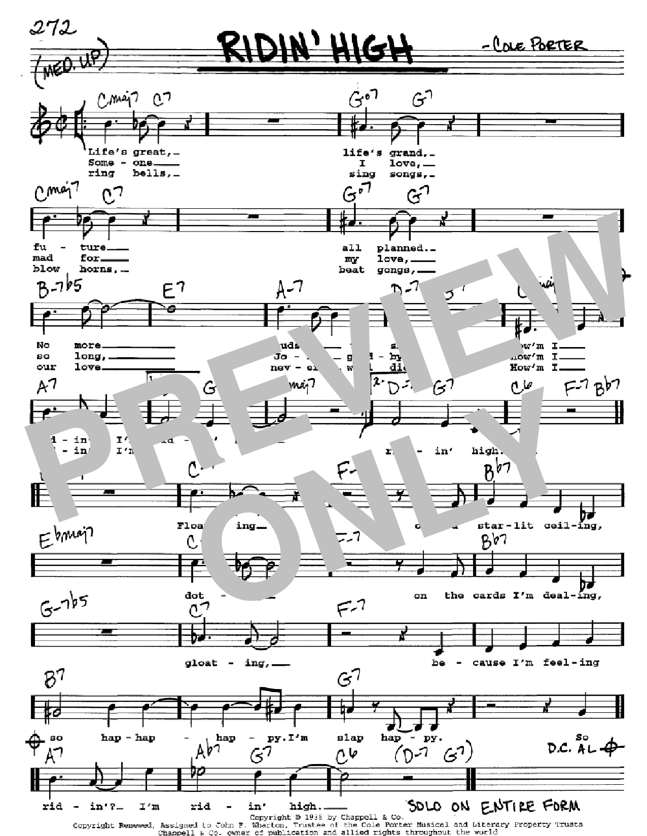 Download Cole Porter Ridin' High Sheet Music