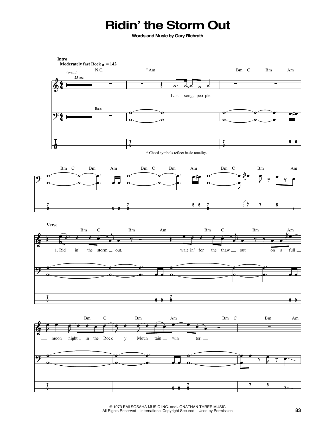 Download REO Speedwagon Ridin' The Storm Out Sheet Music