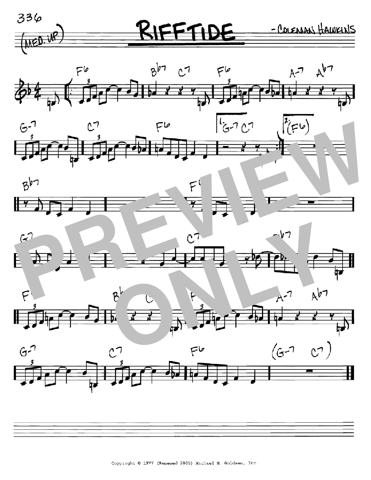 Download Coleman Hawkins Rifftide Sheet Music