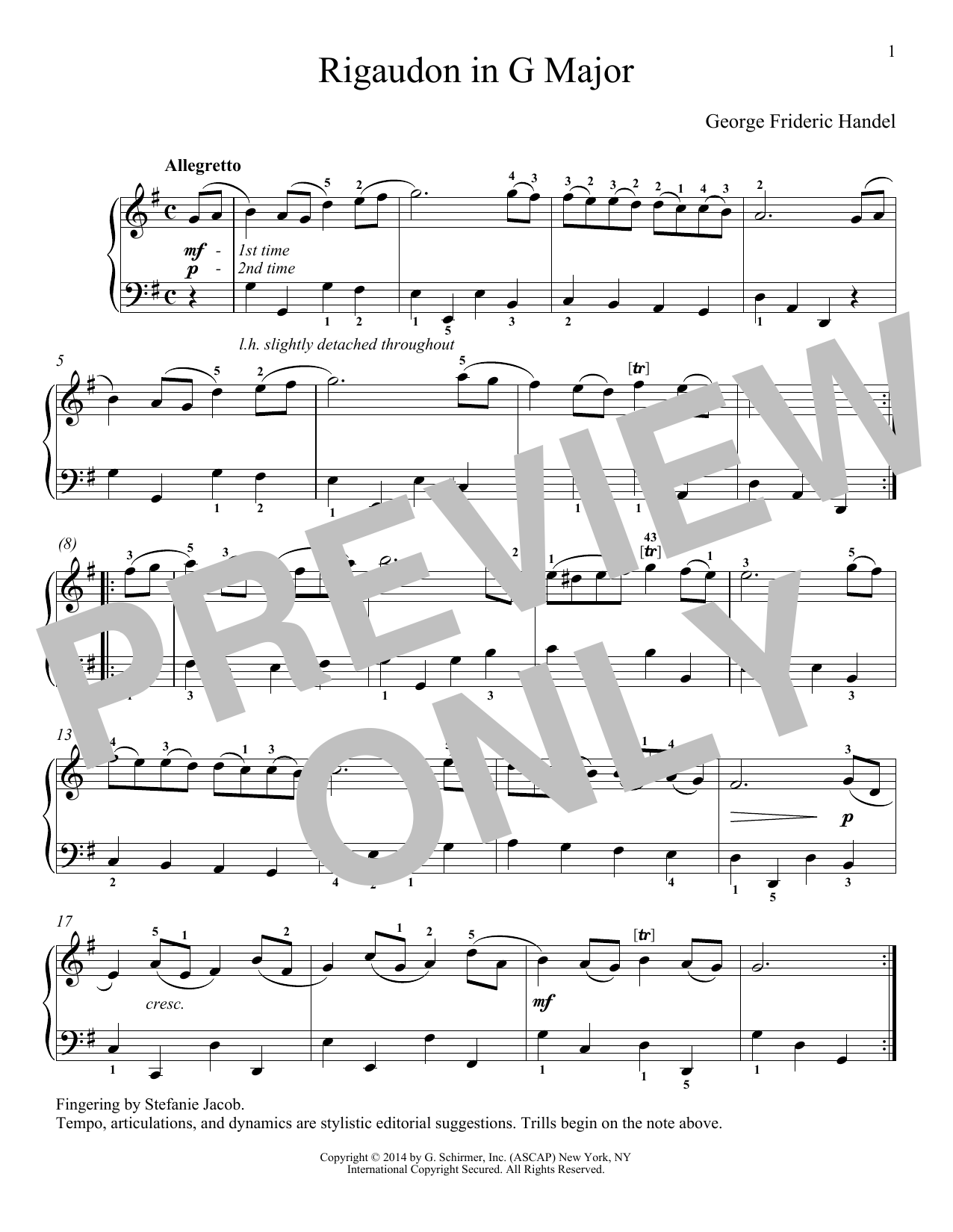 Download George Frideric Handel Rigaudon Sheet Music