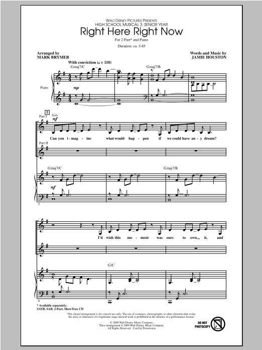 Download Jamie Houston Right Here Right Now (from High School Sheet Music
