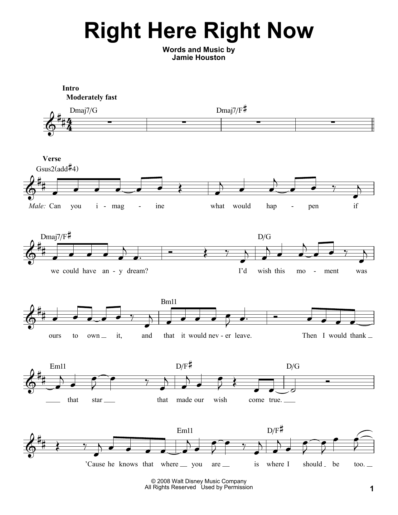 Download High School Musical 3 Right Here Right Now Sheet Music