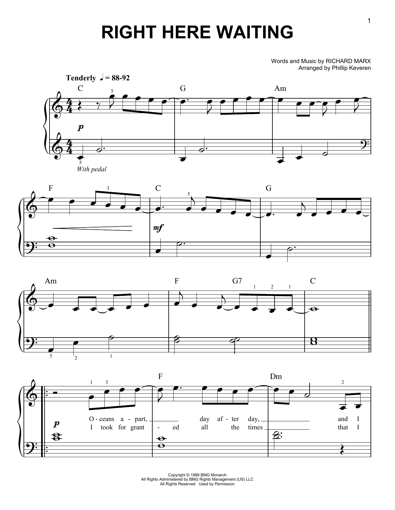 Download Richard Marx Right Here Waiting (arr. Phillip Kevere Sheet Music