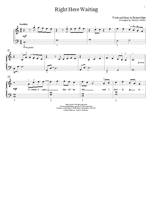 Download Carolyn Miller Right Here Waiting Sheet Music
