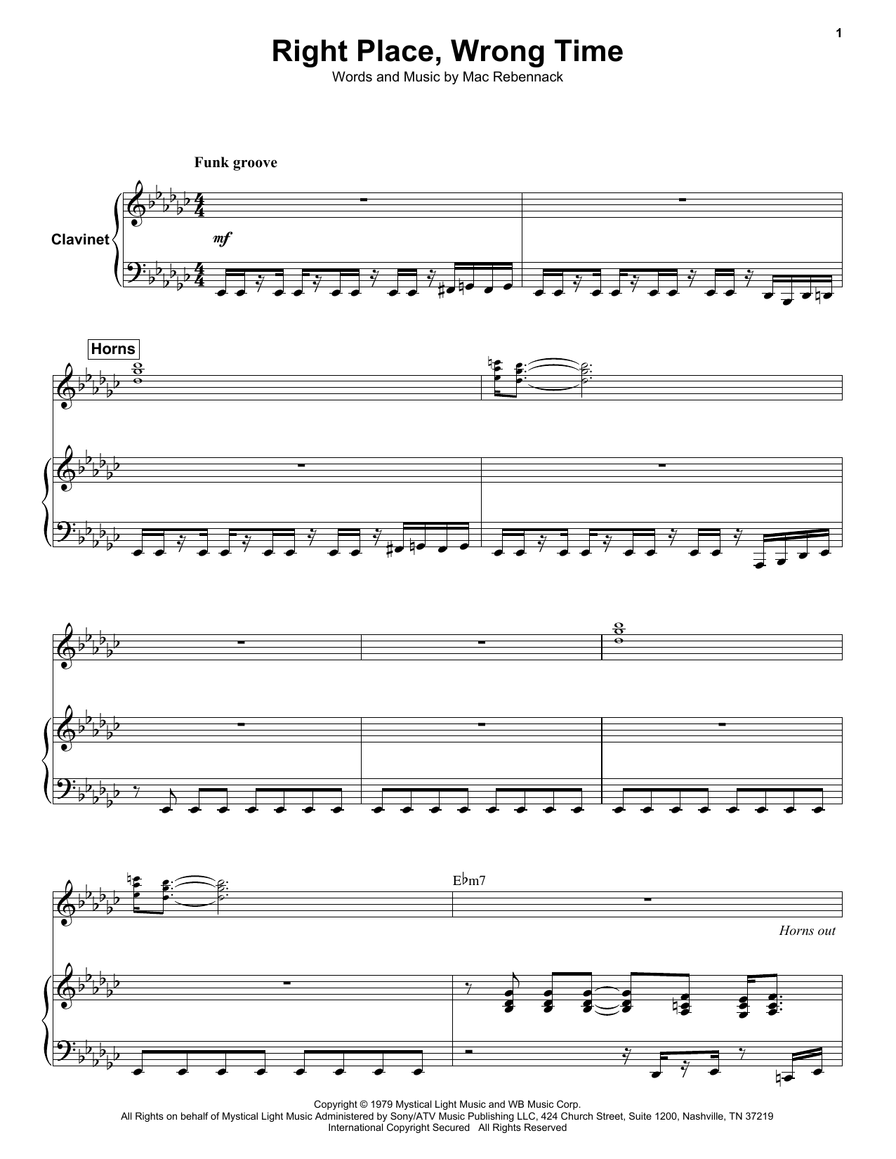 Download Dr. John Right Place, Wrong Time Sheet Music