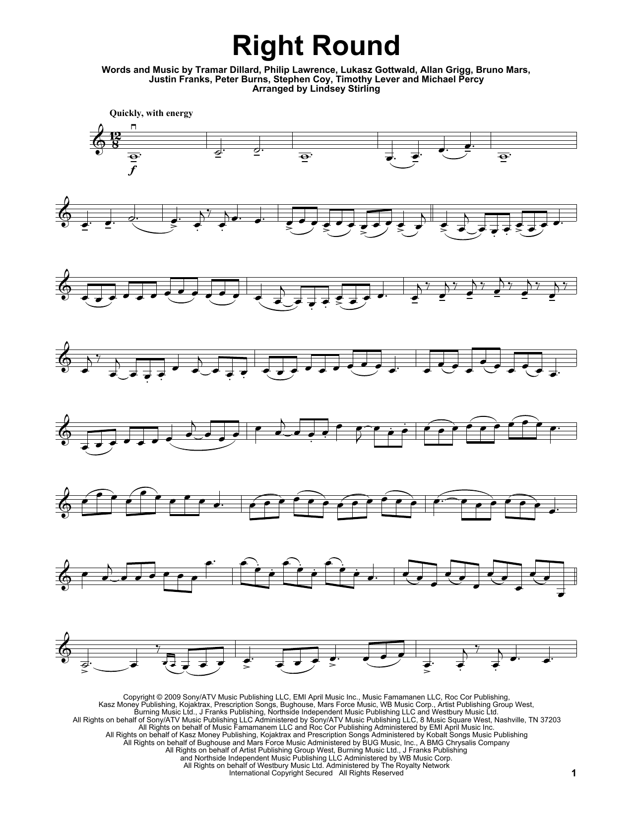 Download Lindsey Stirling Right Round Sheet Music