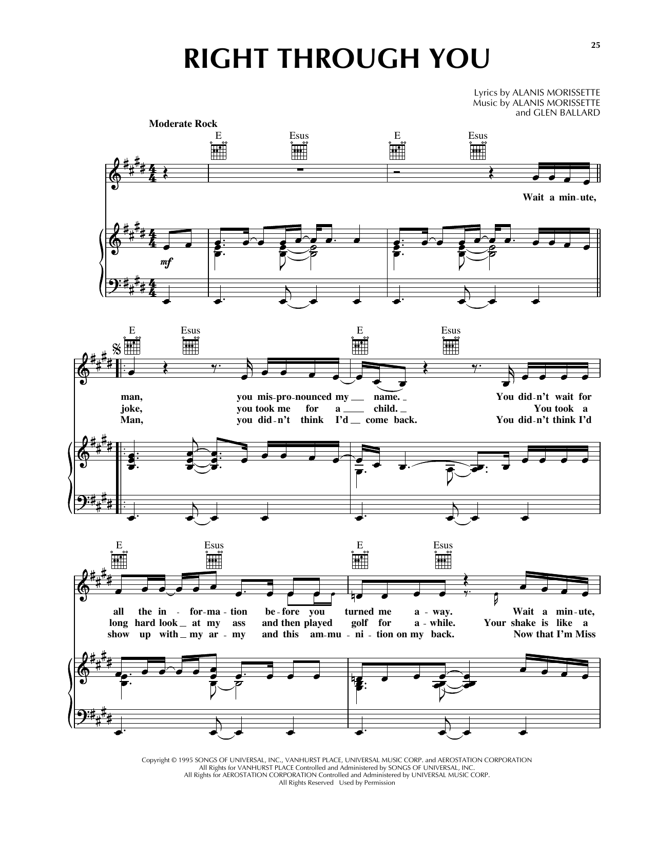 Download Alanis Morissette Right Through You Sheet Music