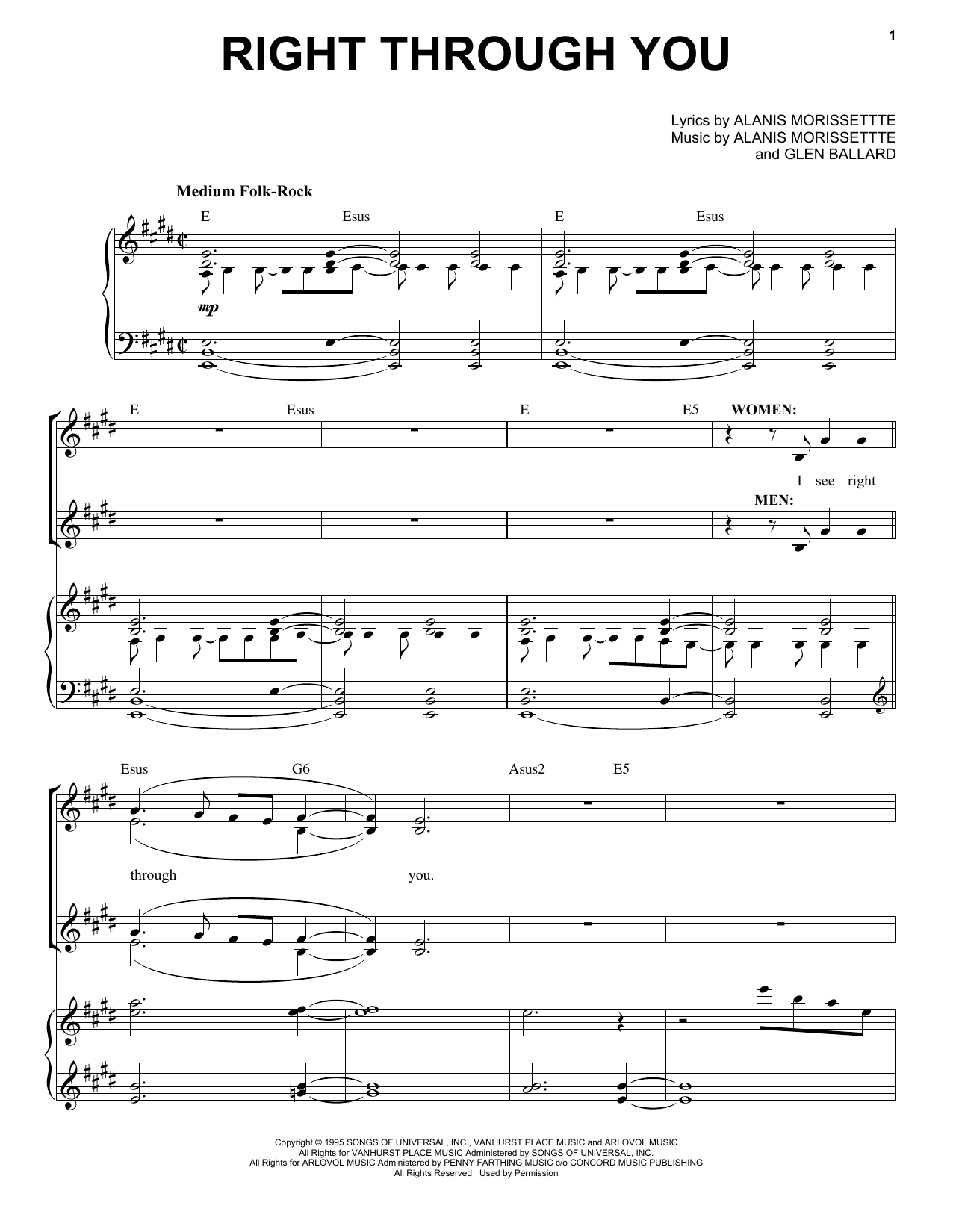 Download Alanis Morissette Right Through You (from Jagged Little P Sheet Music