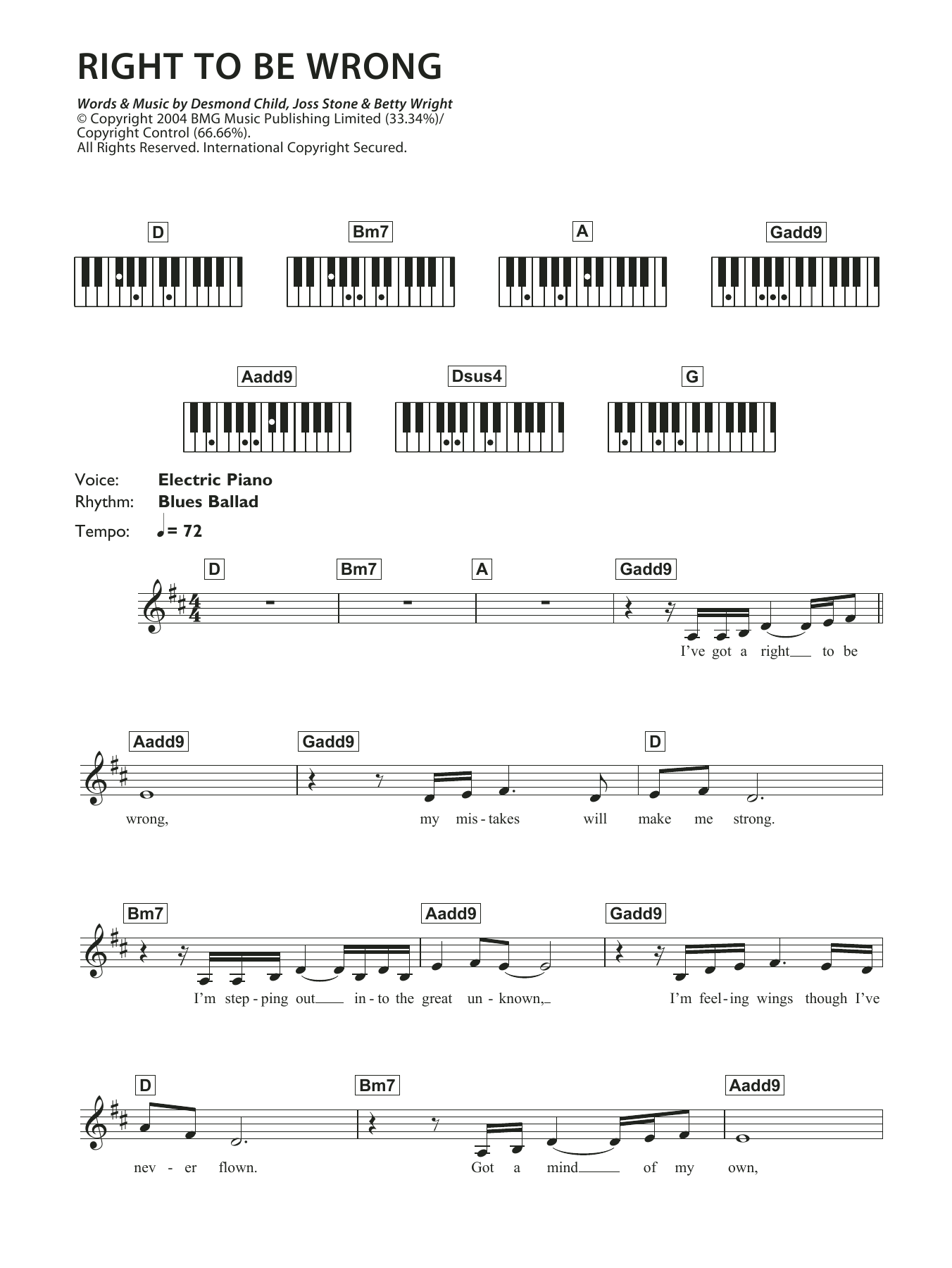 Download Joss Stone Right To Be Wrong Sheet Music