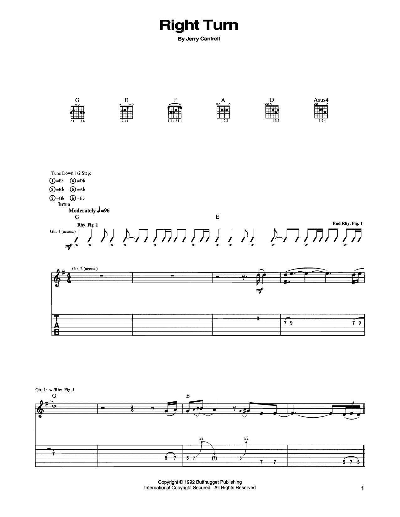 Download Alice In Chains Right Turn Sheet Music